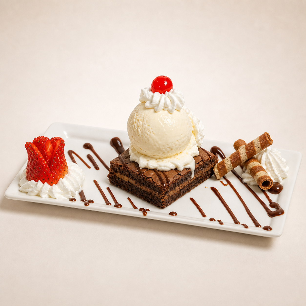 Brownie Premium con Helado y Chocolate